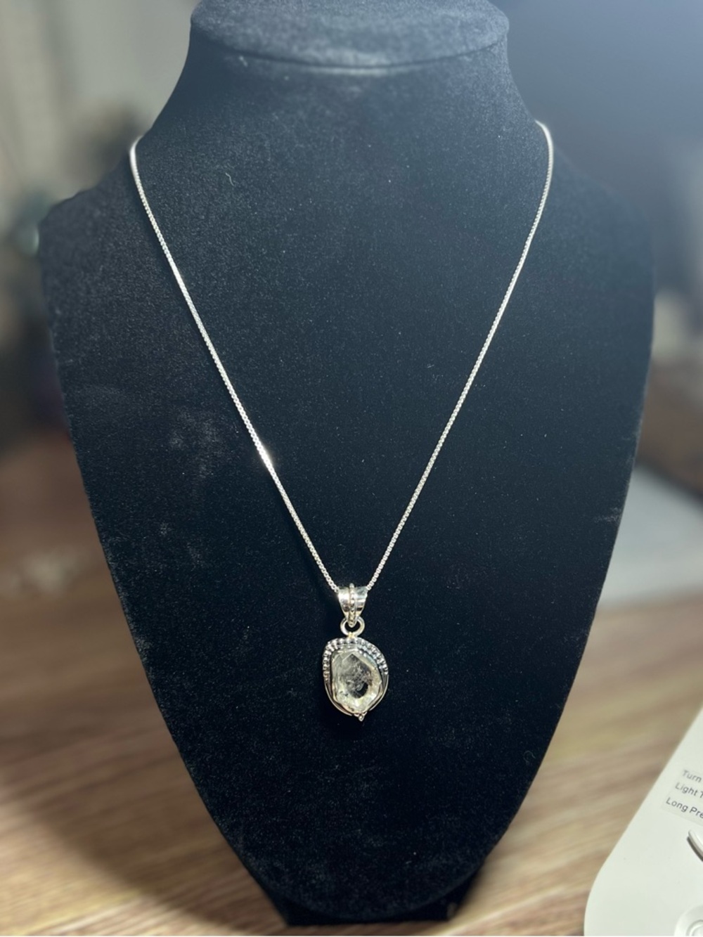 Herkimer Diamond Pendant in Sterling Silver with Sterling Silver Chain